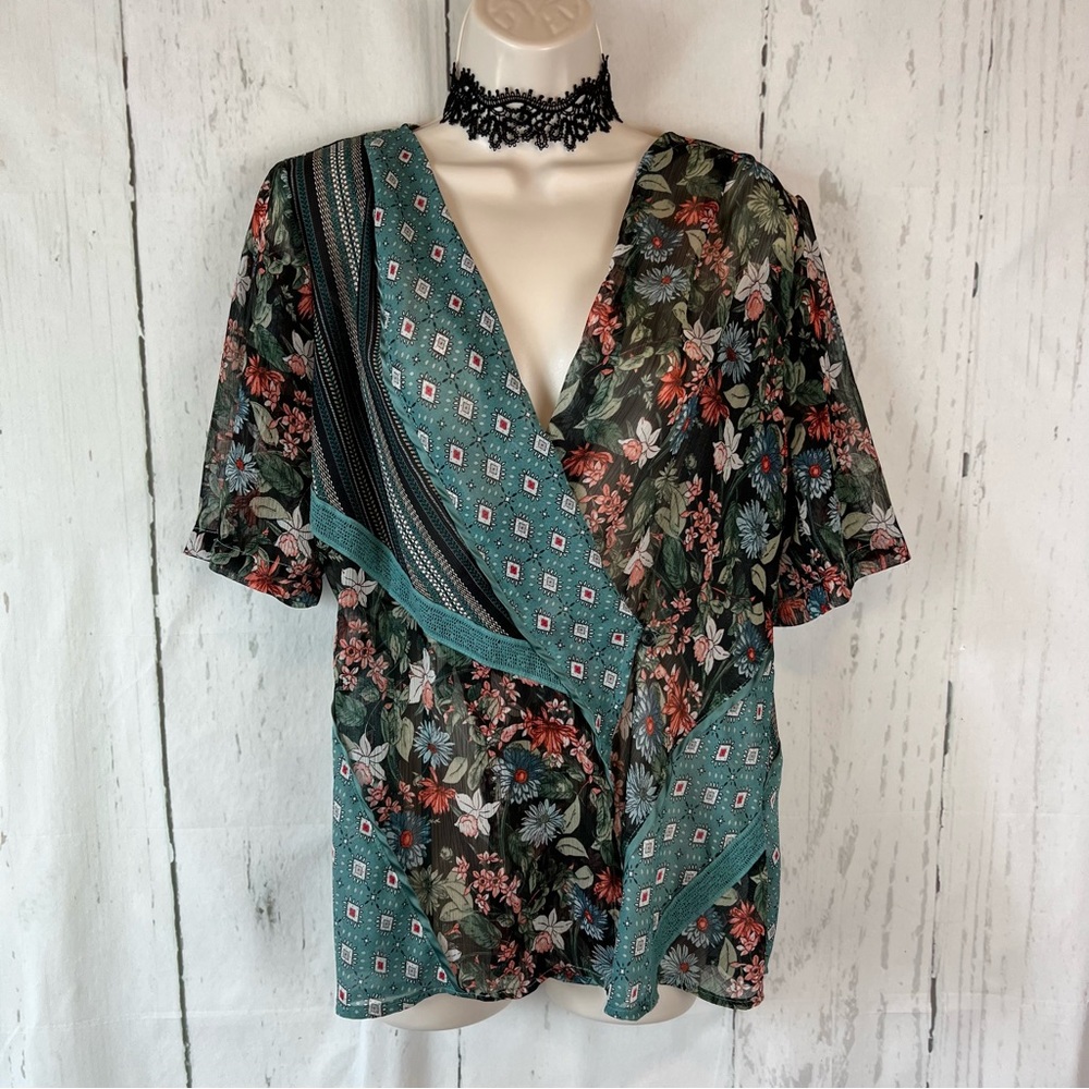 Anthropologie X Tiny Gorgeous Patchwork Wrap Top - image 4